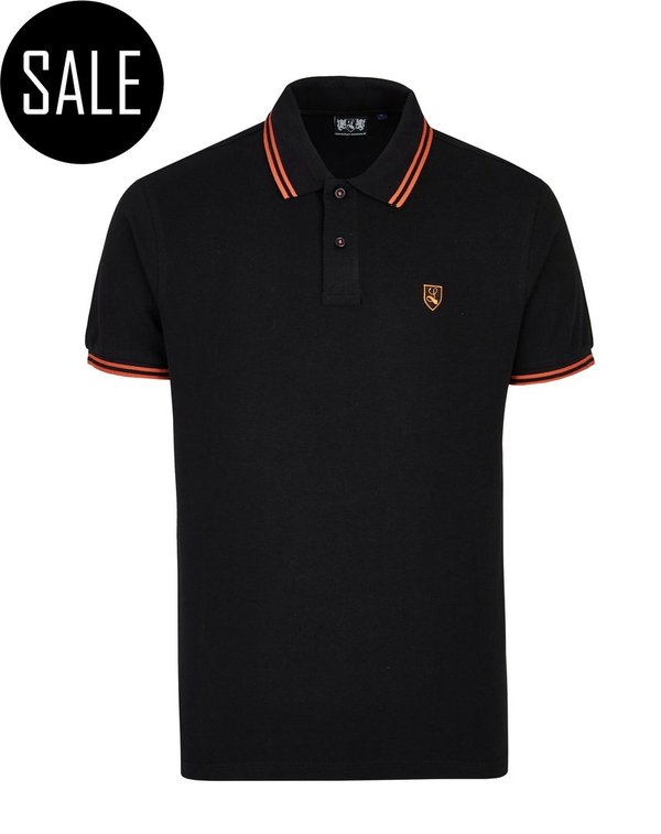 Tipped Polo-Shirt "Buckler" black/orange