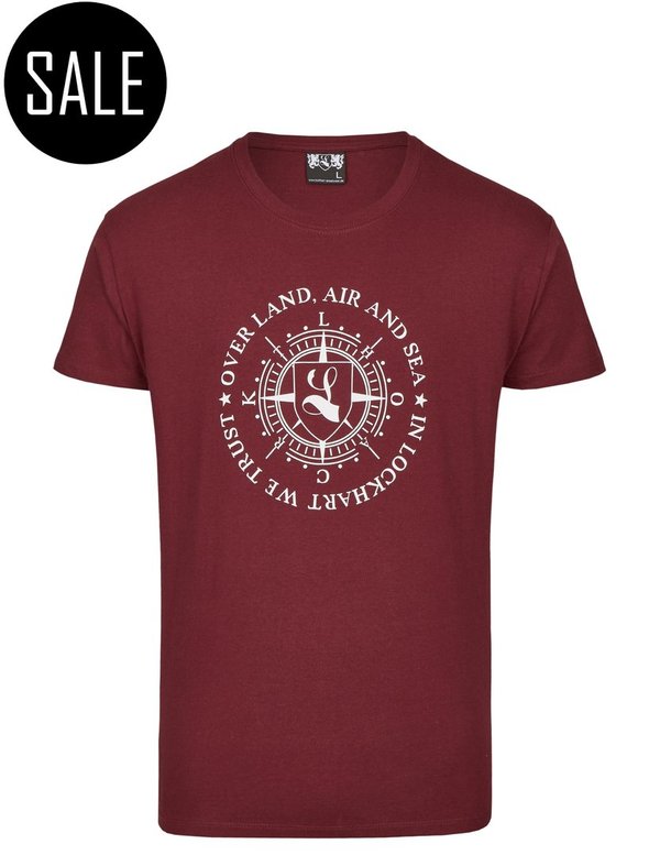 T-Shirt "Over Land, Air and Sea" burgundy
