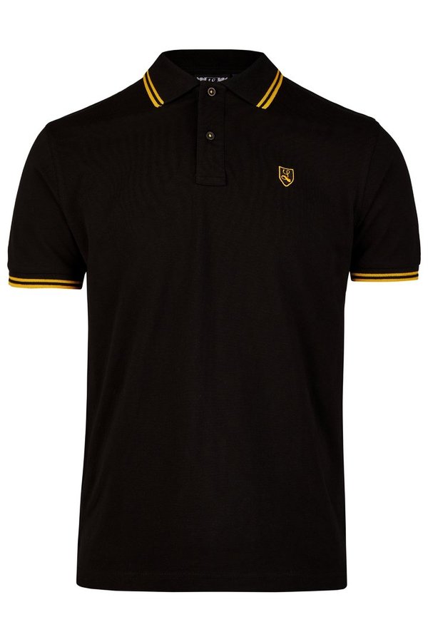 Tipped Polo-Shirt "Buckler" black/yellow