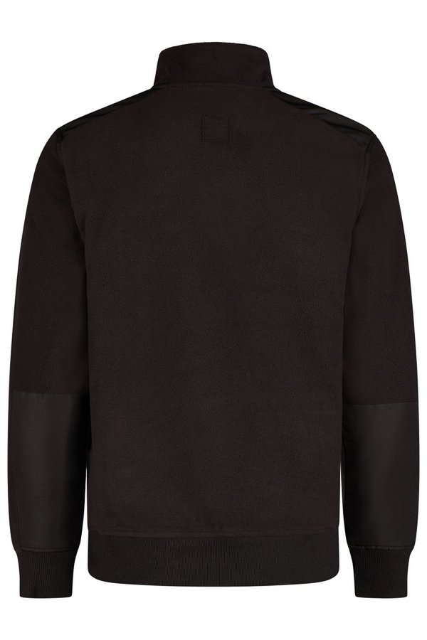 Fleece 1/4 Zip Sweatshirt mit Reißverschlusstaschen schwarz